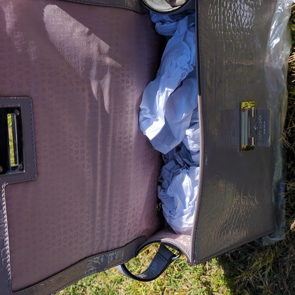 Kate Spade Doris Knightsbridge Grey Crocodile Emboss Leather Crossbody Satchel - Picture 8 of 14